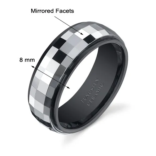 Gunmetal Color 8mm Mens Tungsten Ceramic Band Size 9.5