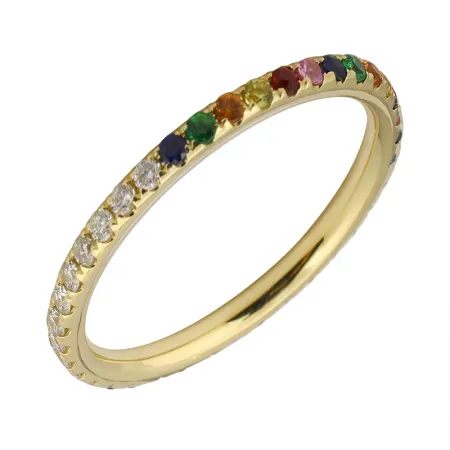 Half and Half Gemstone Diamond Band