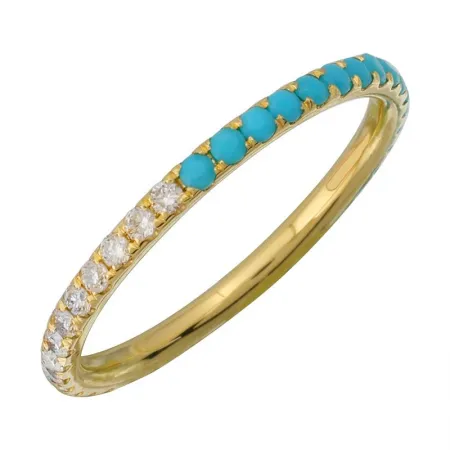 Half and Half Gemstone Diamond Band