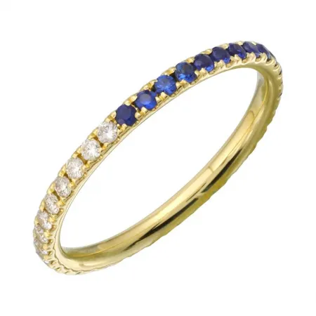 Half and Half Gemstone Diamond Band