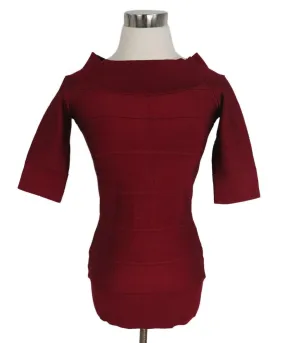 Herve Leger Burgundy Rayon Top sz 6