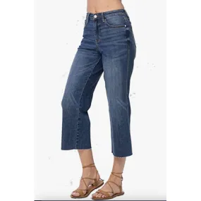 Judy Blue Renee Full Size Medium Wash Wide Leg Cropped Jeans