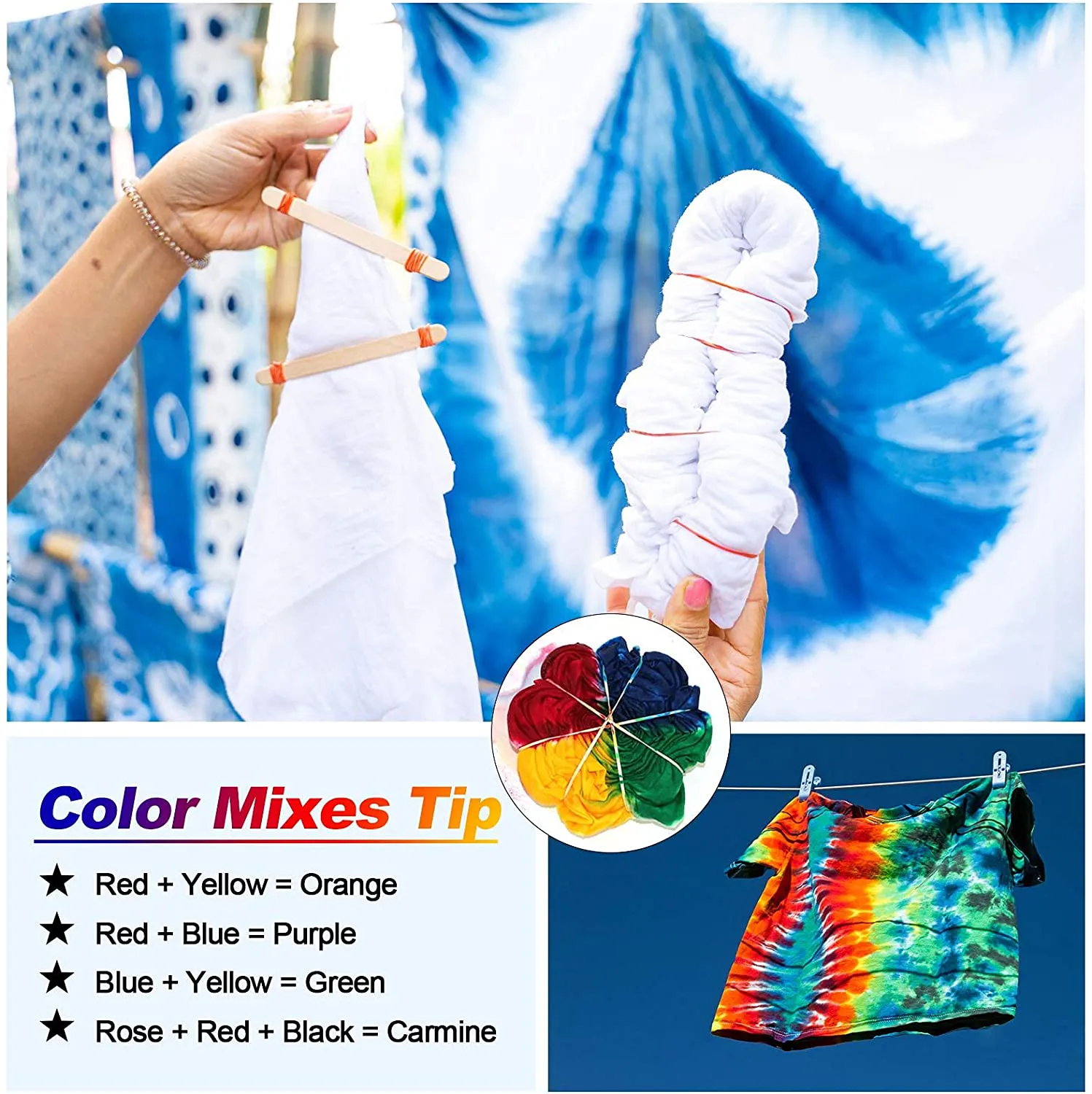 Large Tie Dye Kit for Kids and Adults - 239 Pack Permanent Tie Dye Kits for Clothing Craft Fabric Textile Party Group Handmade Project