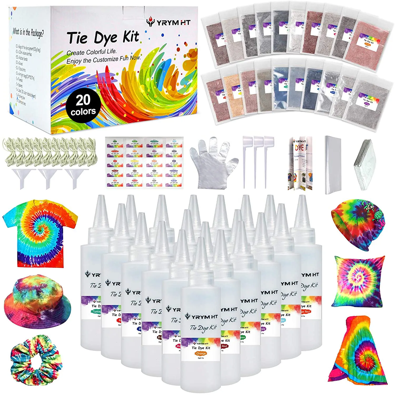 Large Tie Dye Kit for Kids and Adults - 239 Pack Permanent Tie Dye Kits for Clothing Craft Fabric Textile Party Group Handmade Project