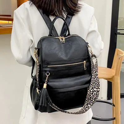 Large Vegan Leather Fashionable Convertible Backpack