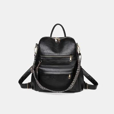 Large Vegan Leather Fashionable Convertible Backpack