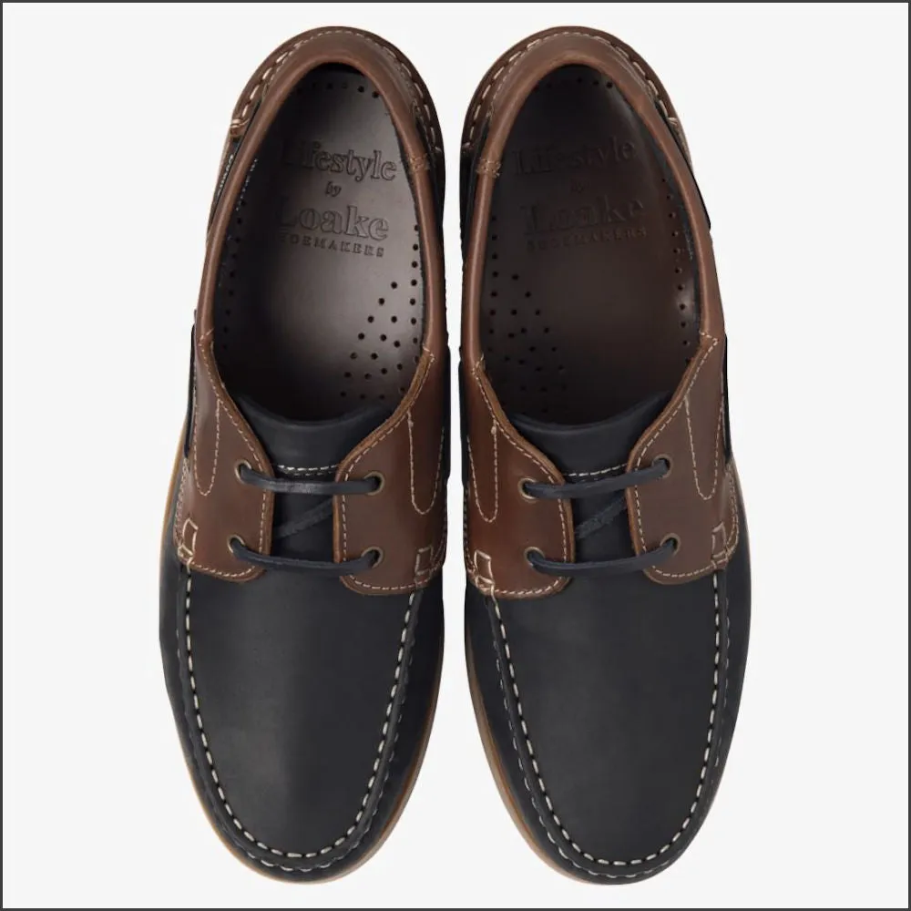 Loake Lymington Navy Brown Nubuck Boat Shoe*