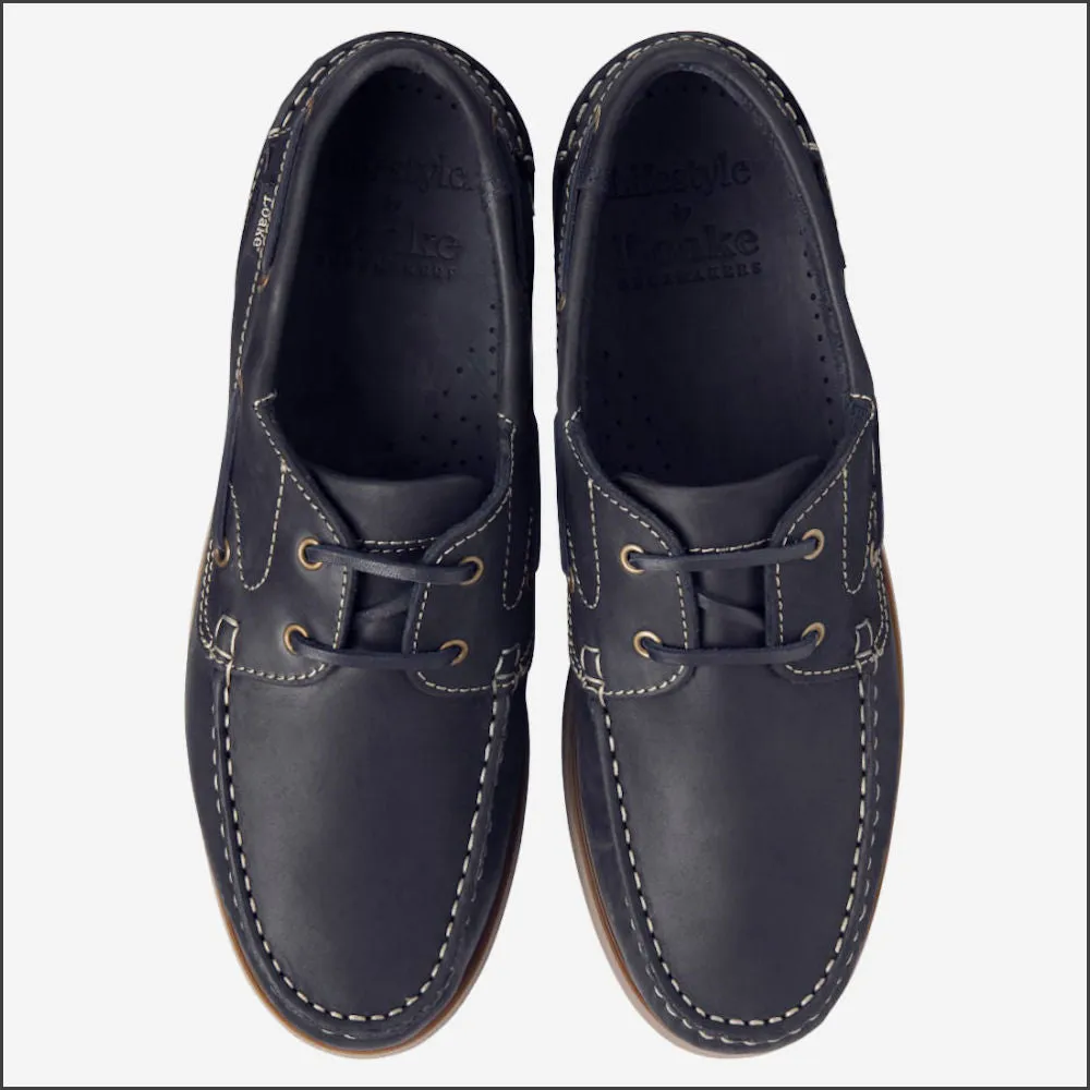 Loake Lymington Navy Nubuck Boat Shoe*