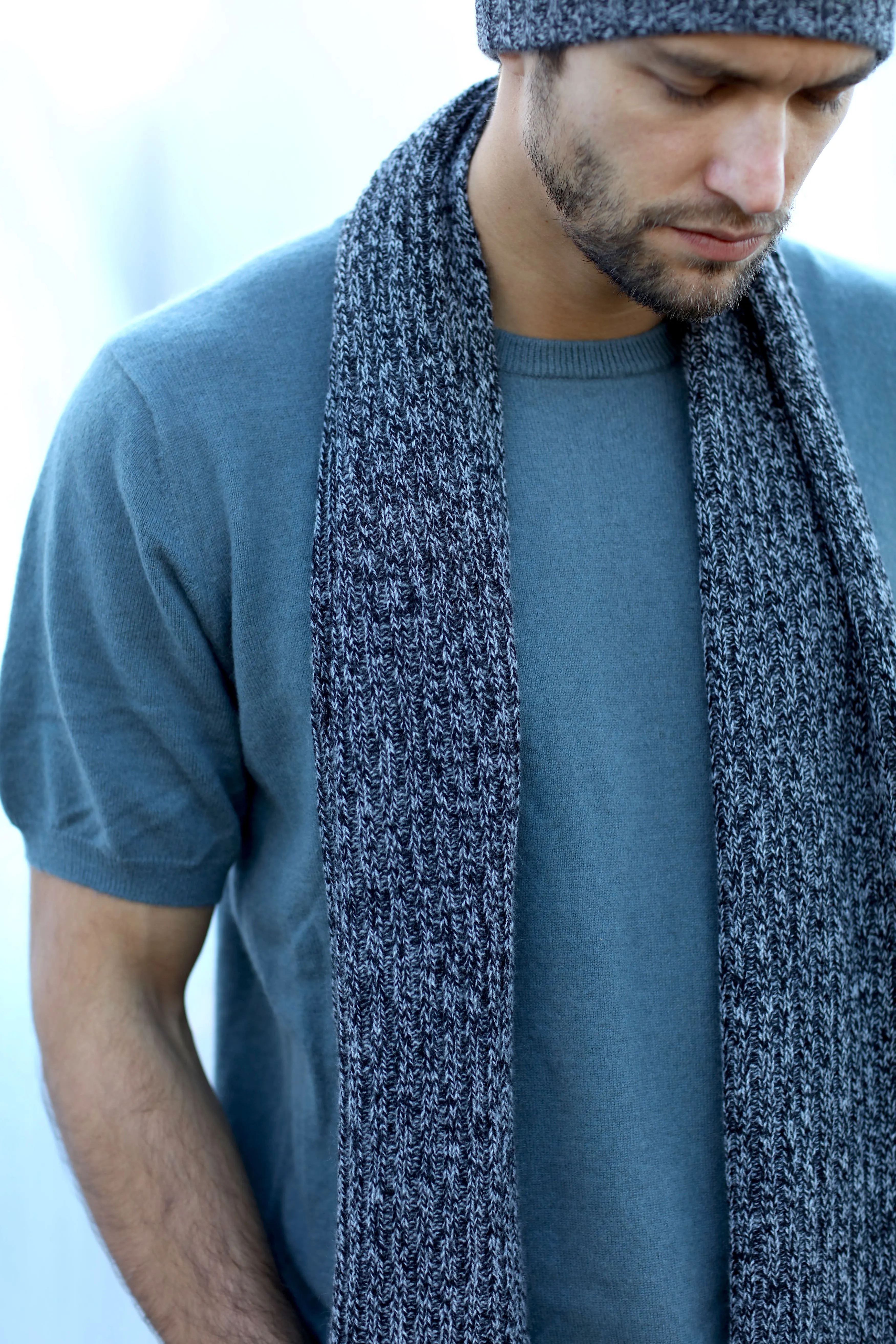 Marled Cashmere Beanie & Scarf SET