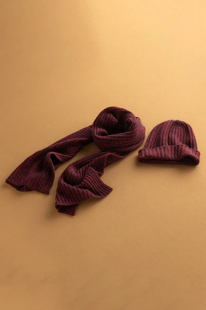 Marled Cashmere Beanie & Scarf SET