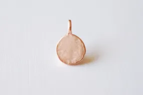 Matte Rose Vermeil Gold Disc with attached bail- 18k gold plated over sterling silver stamping disc, rose gold round blanks, gold disc, 97