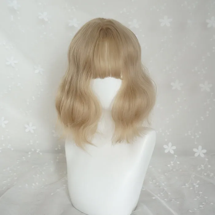 Milky White Air Bangs Wig AD11690