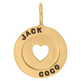 Names Cutout Heart Round Charm