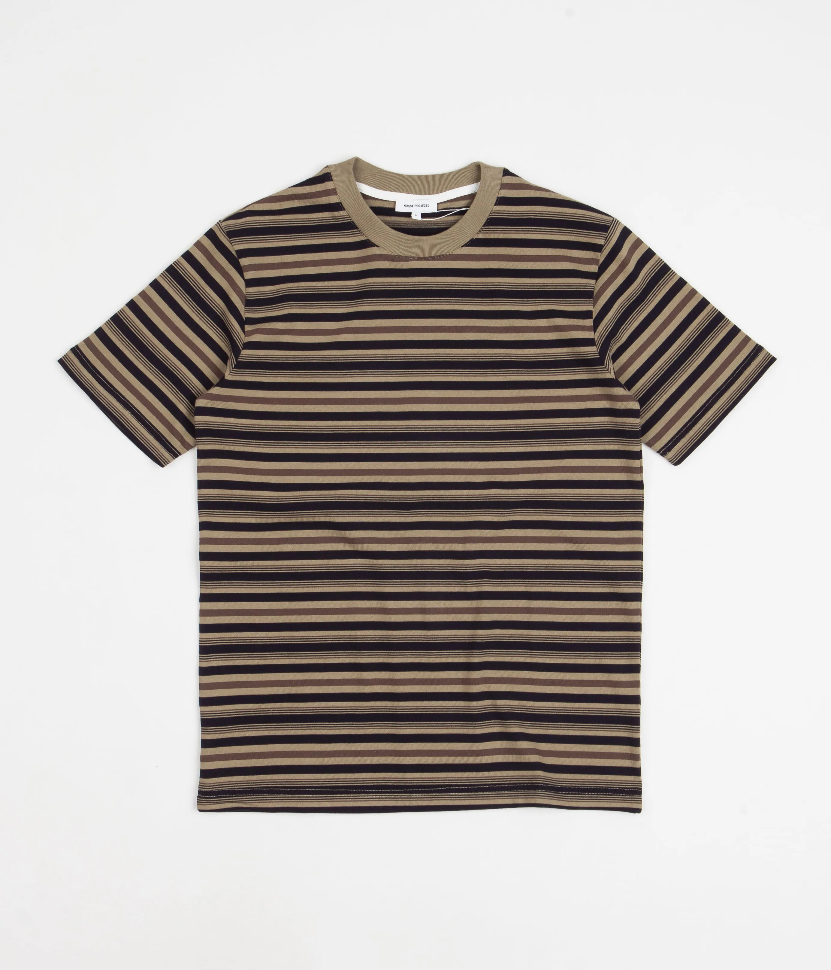 Norse Projects Johannes Multi Stripe T-Shirt - Utility Khaki