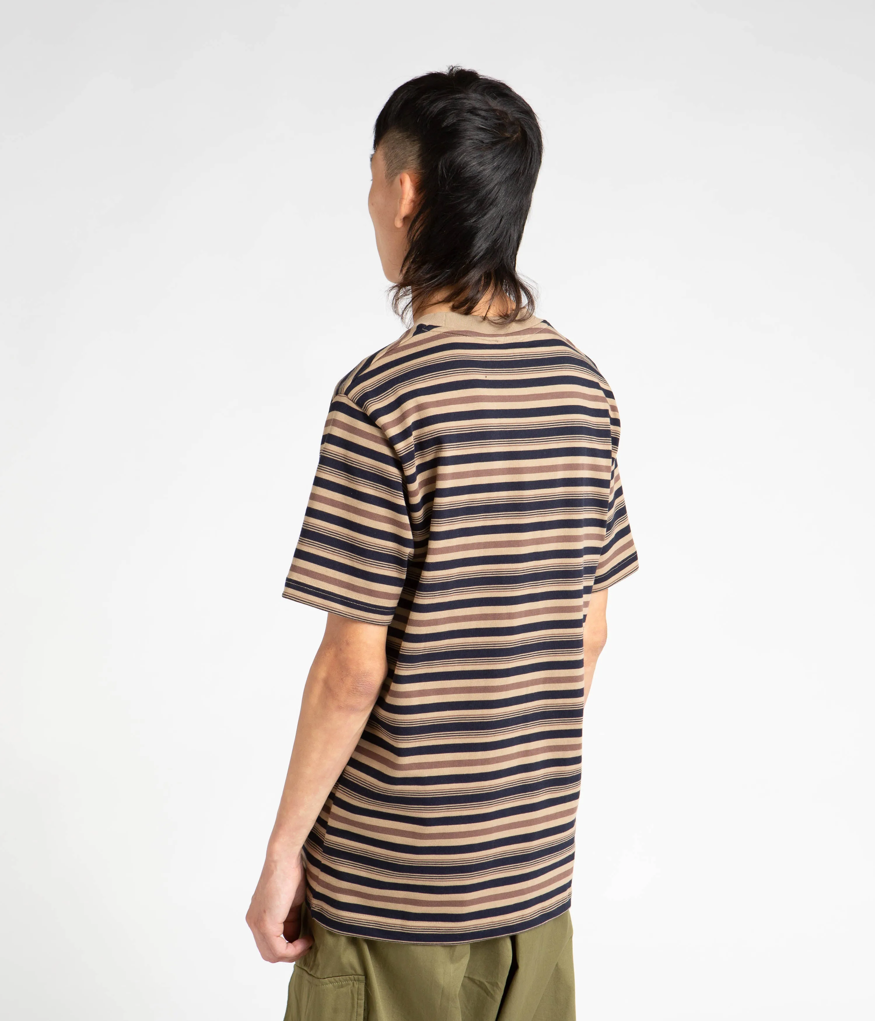 Norse Projects Johannes Multi Stripe T-Shirt - Utility Khaki