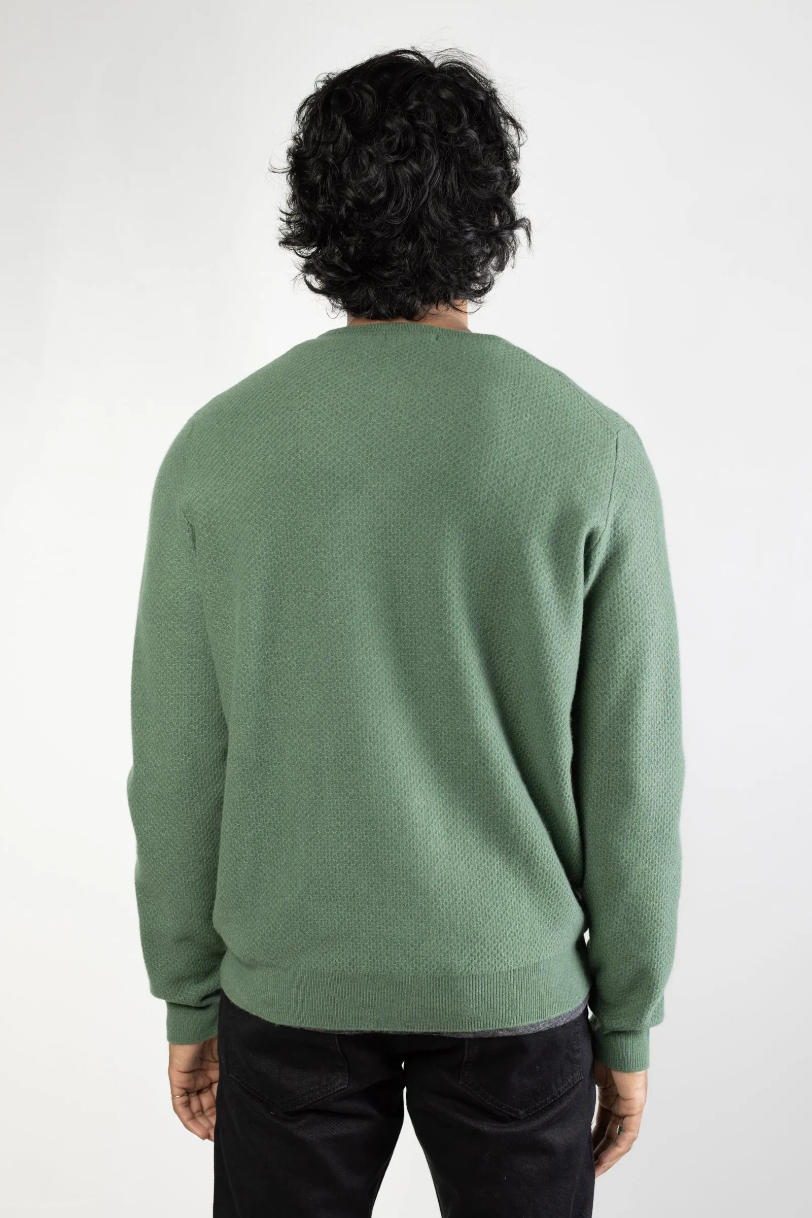 NS3019-5 New Wool Honeycomb Stitch Neck in Hunter Green