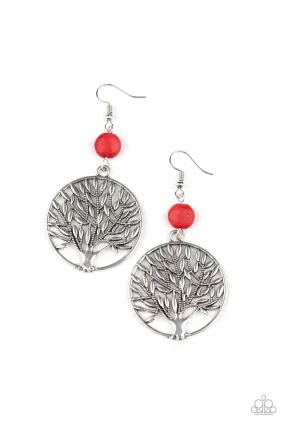 Paparazzi Bountiful Branches - Red Tree of Life Earrings