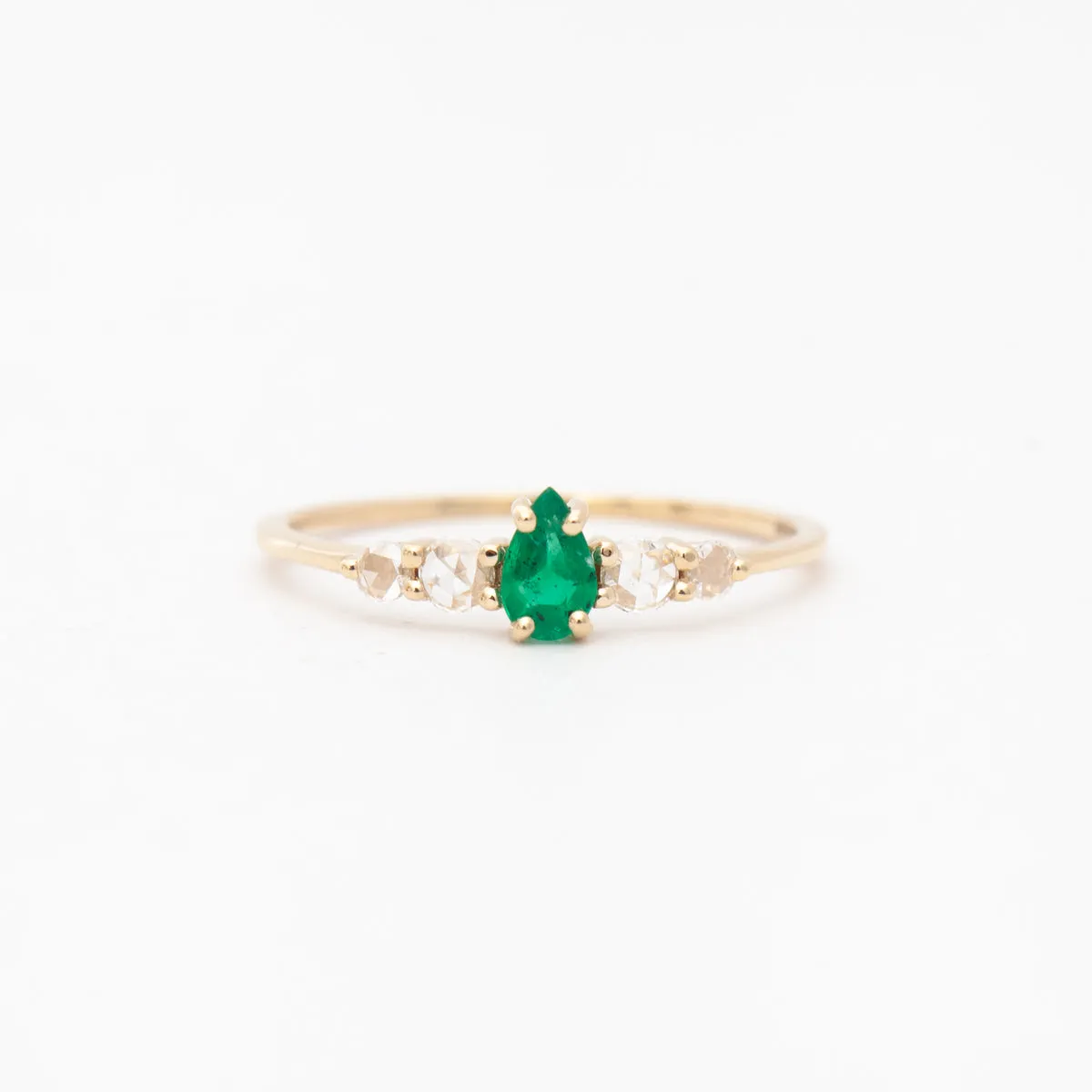 Pear Emerald Bellatrix Ring