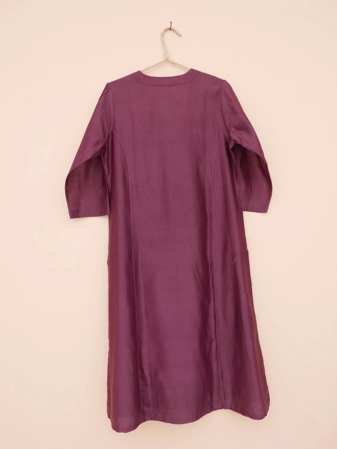 Plum  Cross over Neck Chanderi Kurta