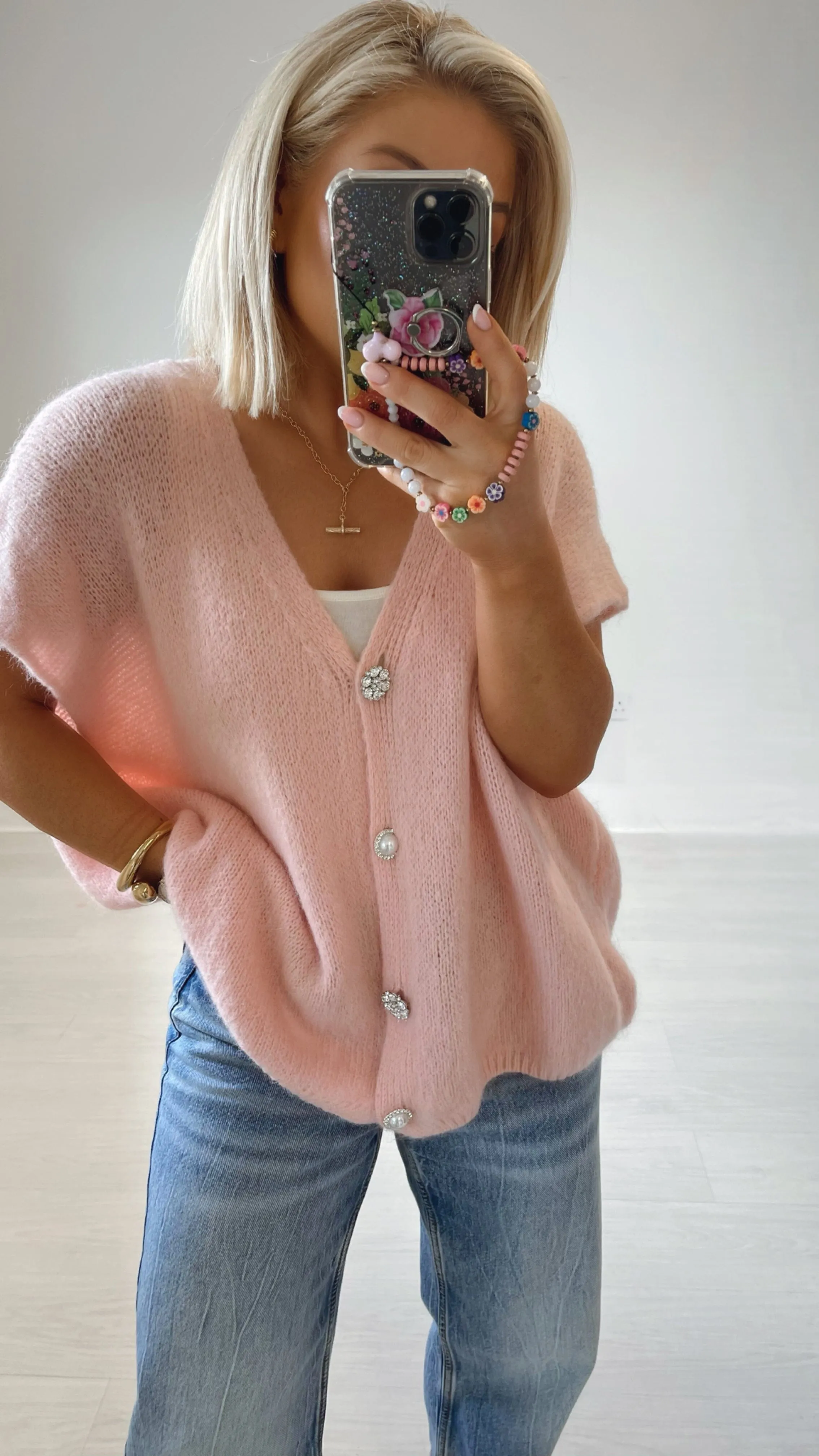 ROXIE KID MOHAIR CARDI - BLUSH