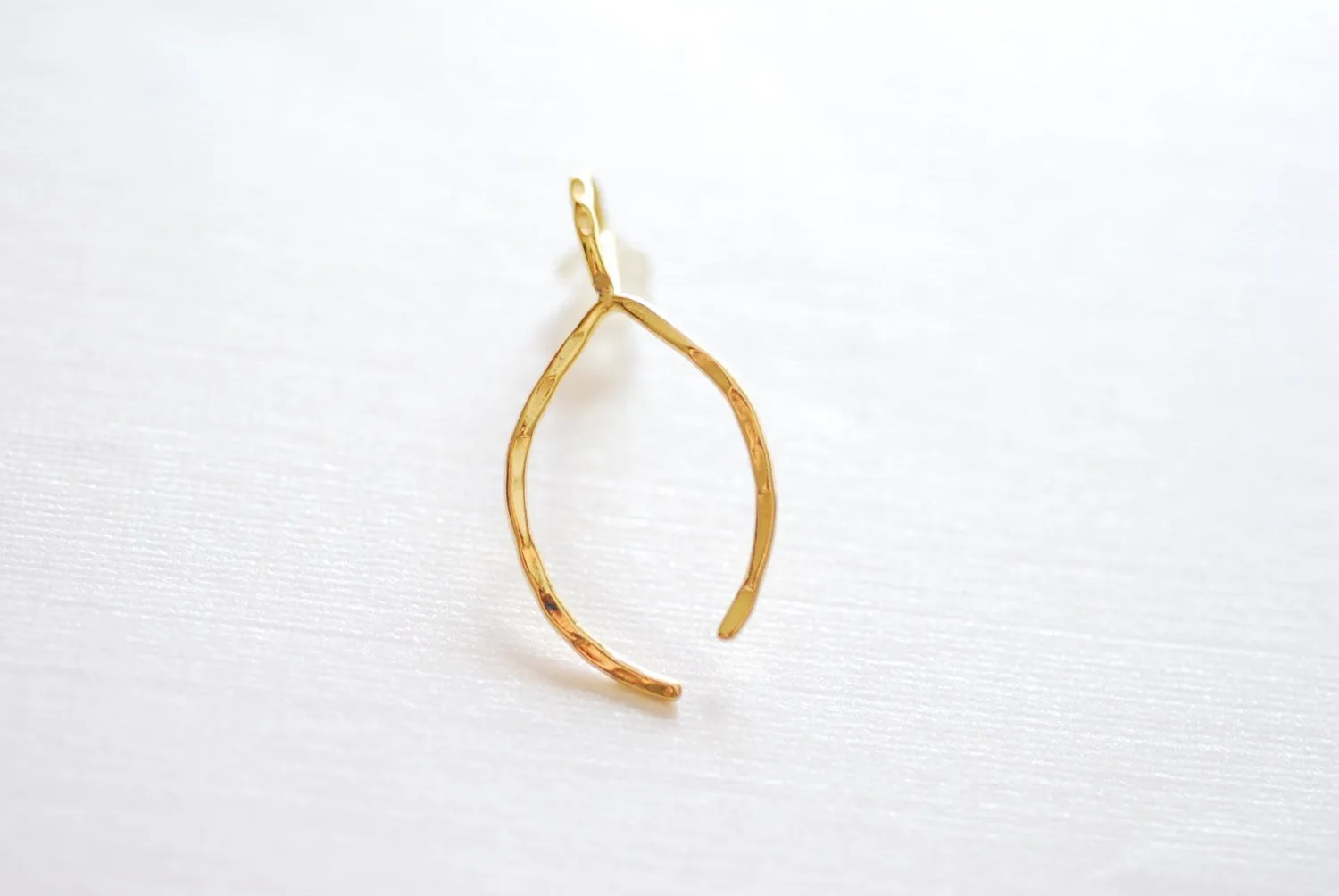 Shiny Vermeil Gold Thin Hammered Wishbone Charm- 18k gold plated over Sterling Silver Wishbone, Vermeil Gold Wishbone Pendant Charm, 217