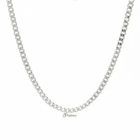 Stainless Steel Beveled Cuban Chain Necklace - 5.5mm width