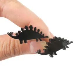 Stegosaurus Silhouette Dinosaur Shaped Laser Cut Stud Earrings in Black