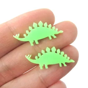 Stegosaurus Silhouette Dinosaur Shaped Laser Cut Stud Earrings in Green