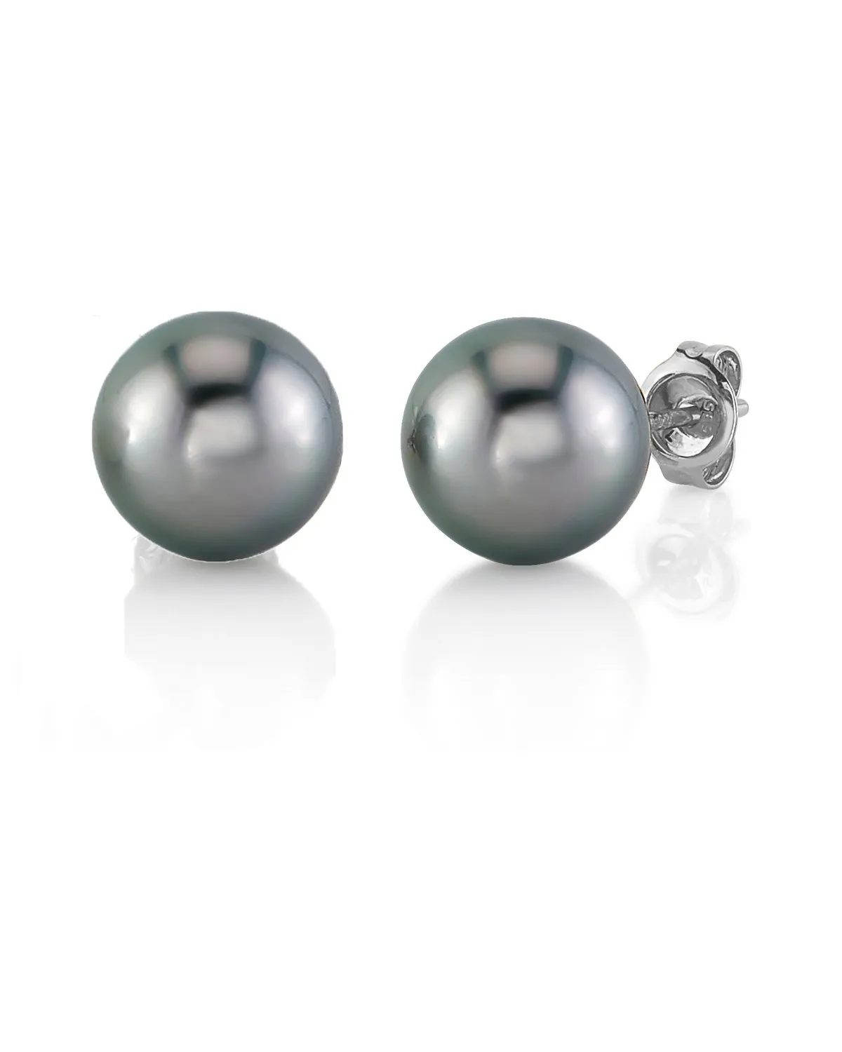 Tahitian Pearl Stud Earrings, AAA/AAAA Quality - Silver Overtone