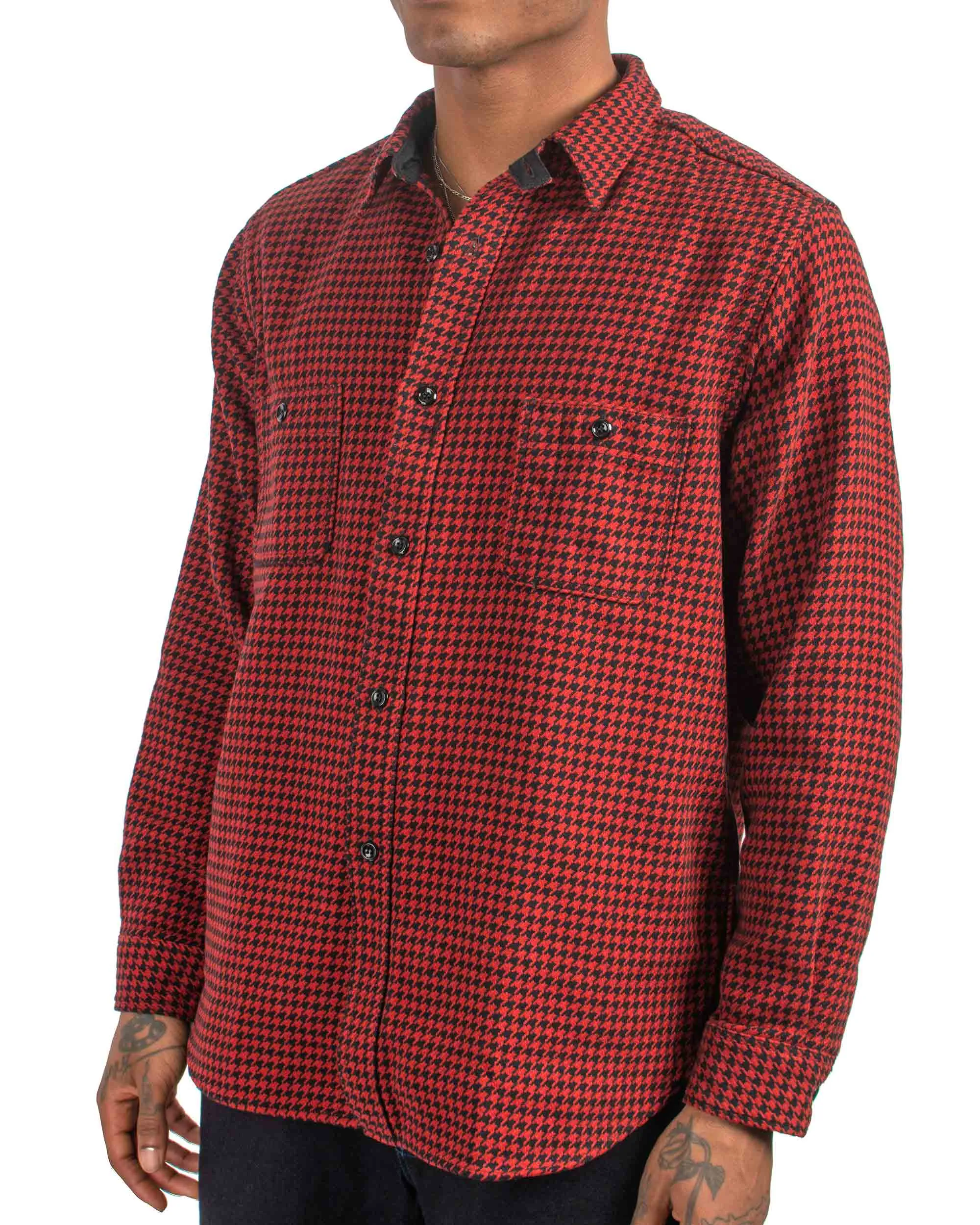 The Real McCoy's MS21102 8HU Houndstooth Flannel Shirt Red