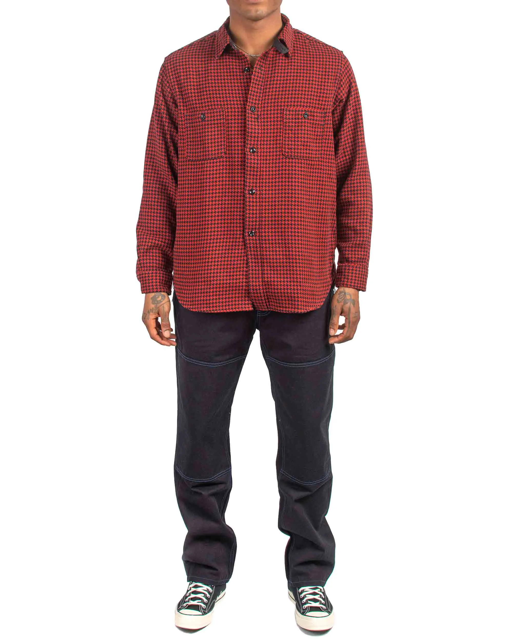 The Real McCoy's MS21102 8HU Houndstooth Flannel Shirt Red