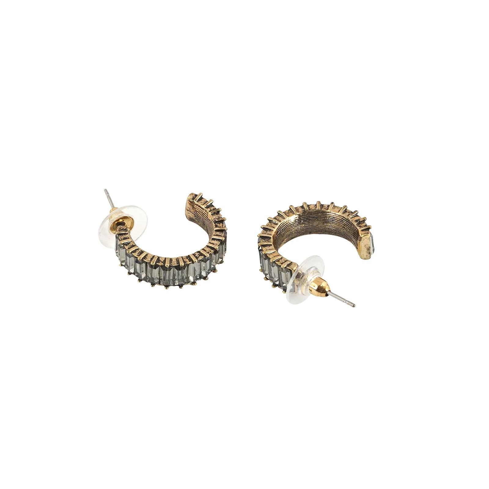 Ula Hoop Grey Stone Earrings