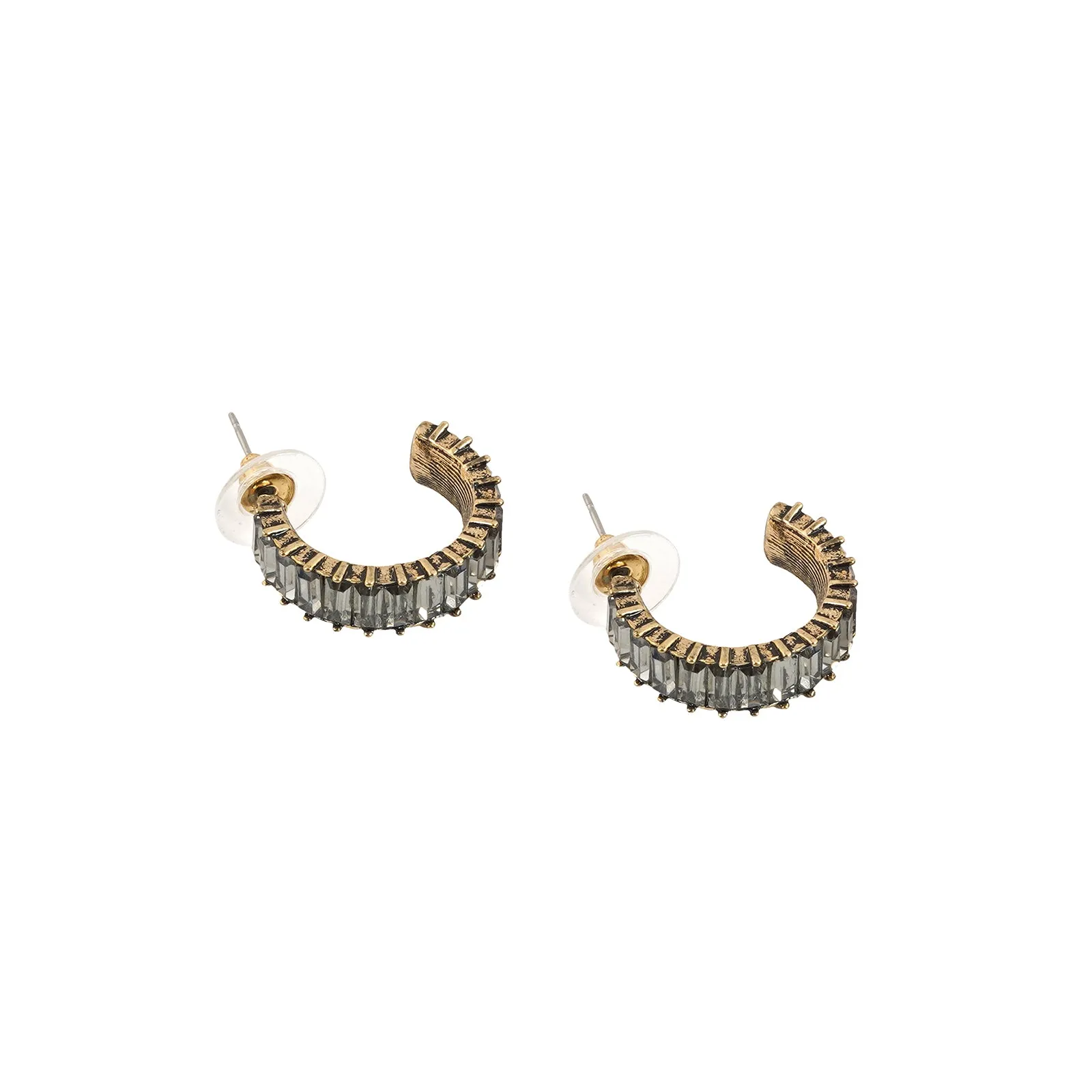 Ula Hoop Grey Stone Earrings