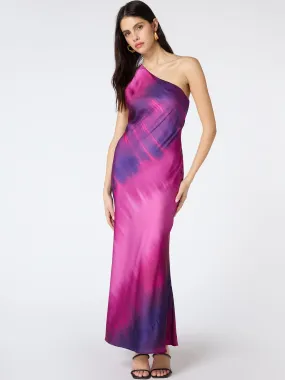 Uma One Shoulder Dress in Purple Ombré