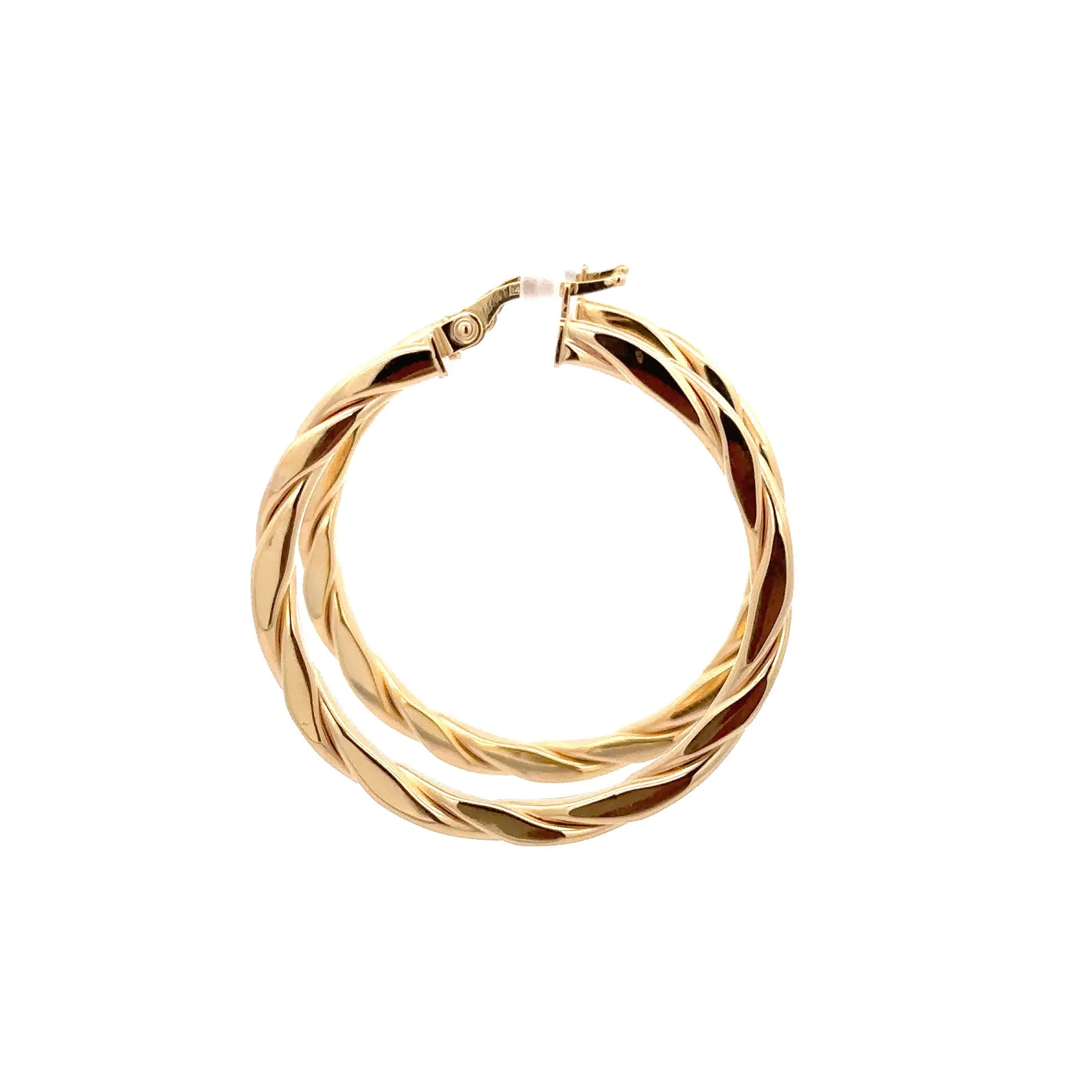 WD1152 14KT GOLD TWIST HOOP 1.5"