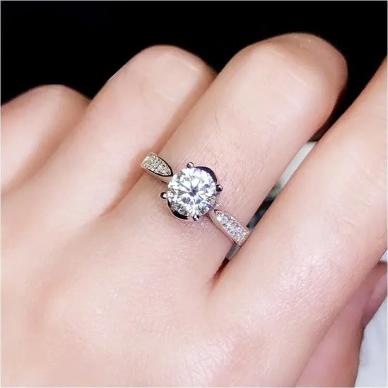 White Gold Plated Silver Moissanite Ring 1ct