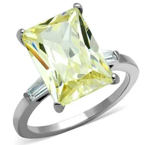 WildKlass Stainless Steel Engagement Ring High Polished (no Plating) Women AAA Grade CZ Citrine Yellow