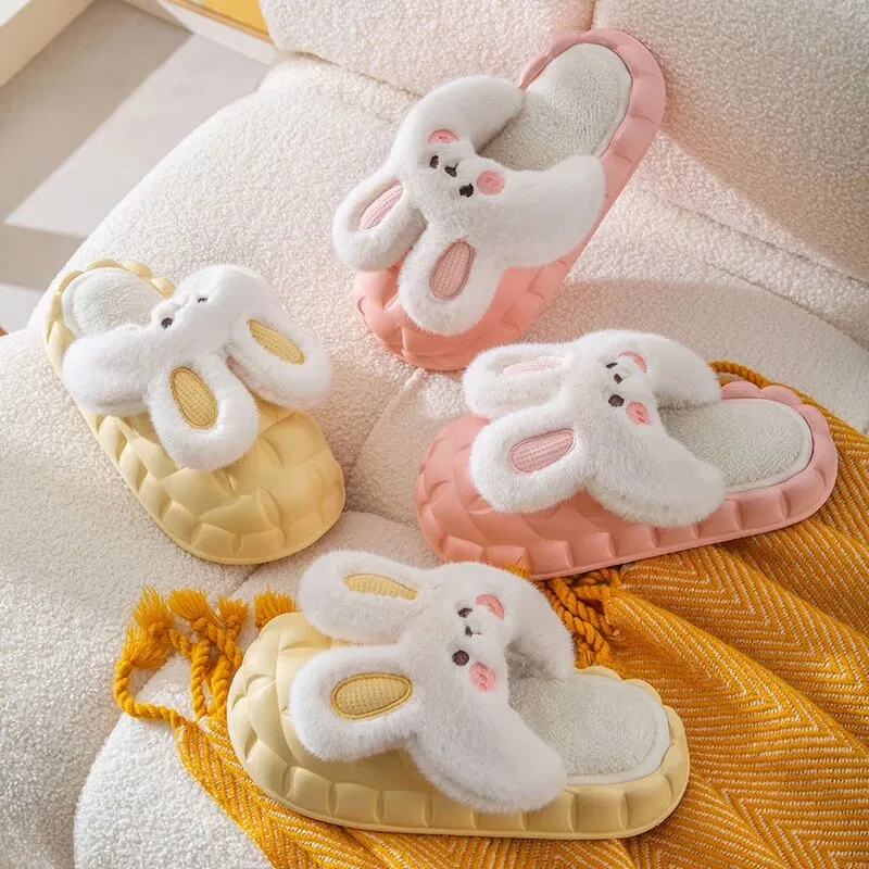 Winter Cute Cartoon Rabbit Shape Fluffy Slippers