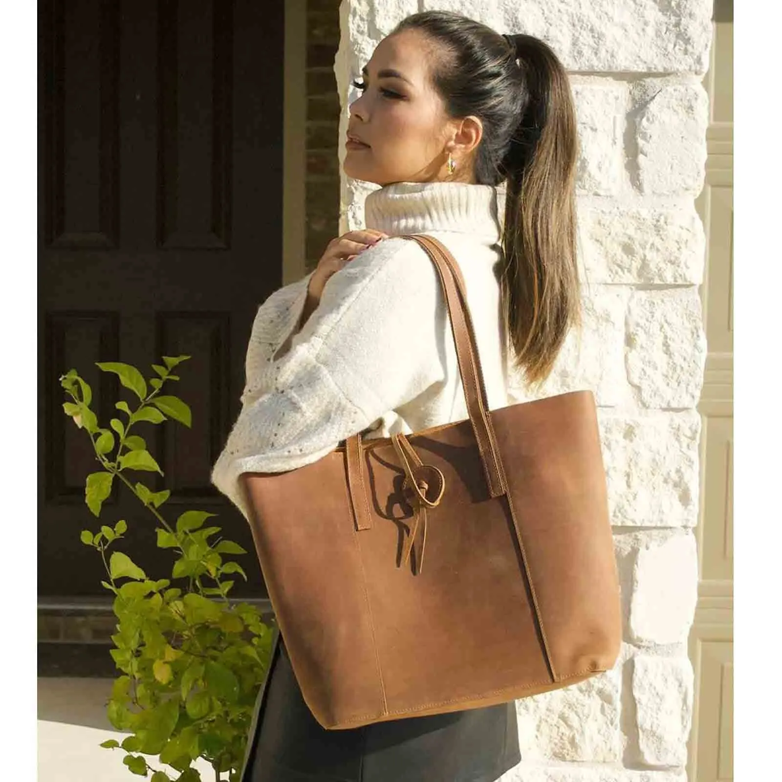 Women's Crazy Horse Leather Tote Bag