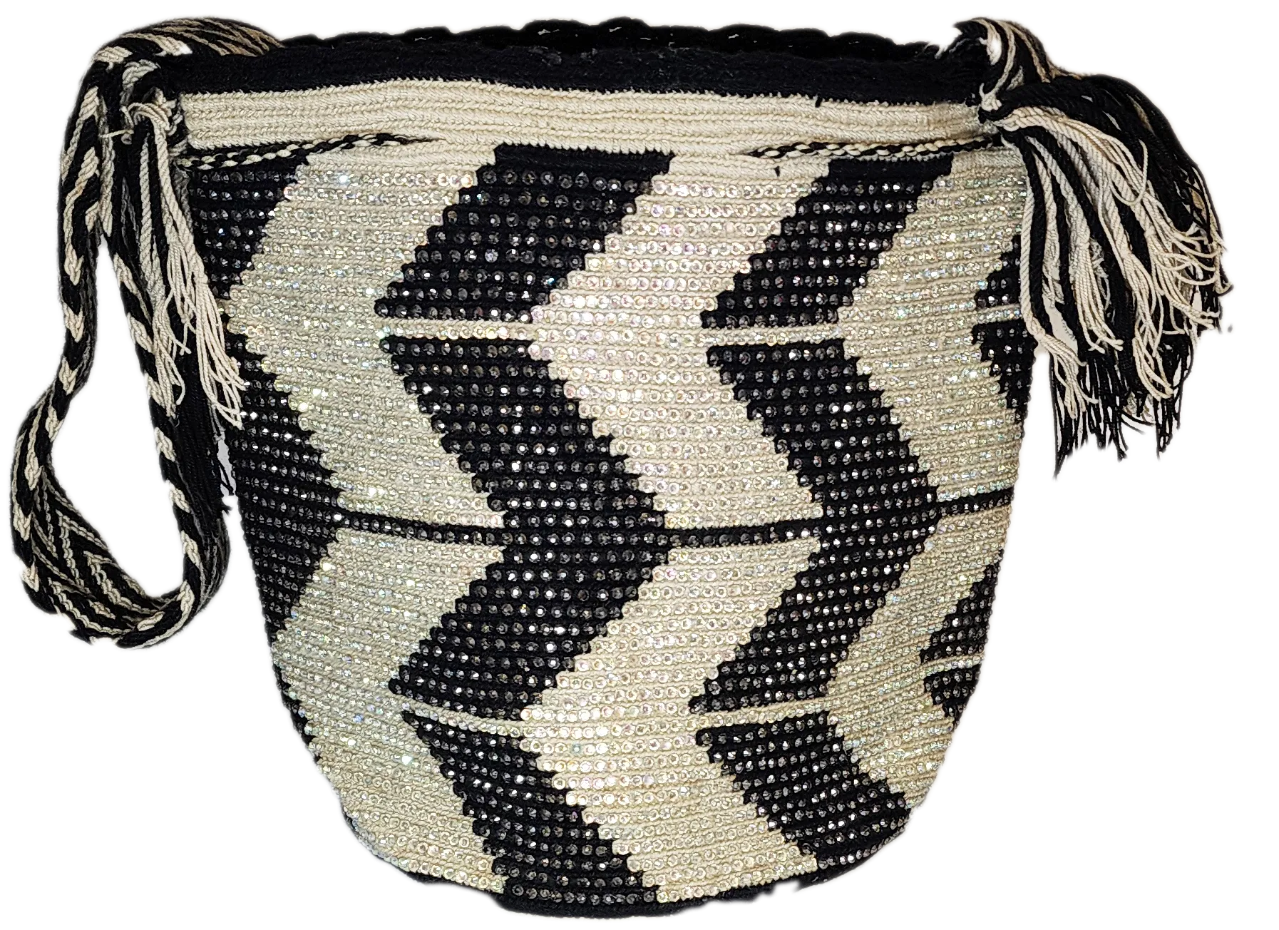 Ximena Handmade Crochet Wayuu Mochila Bag with Crystals