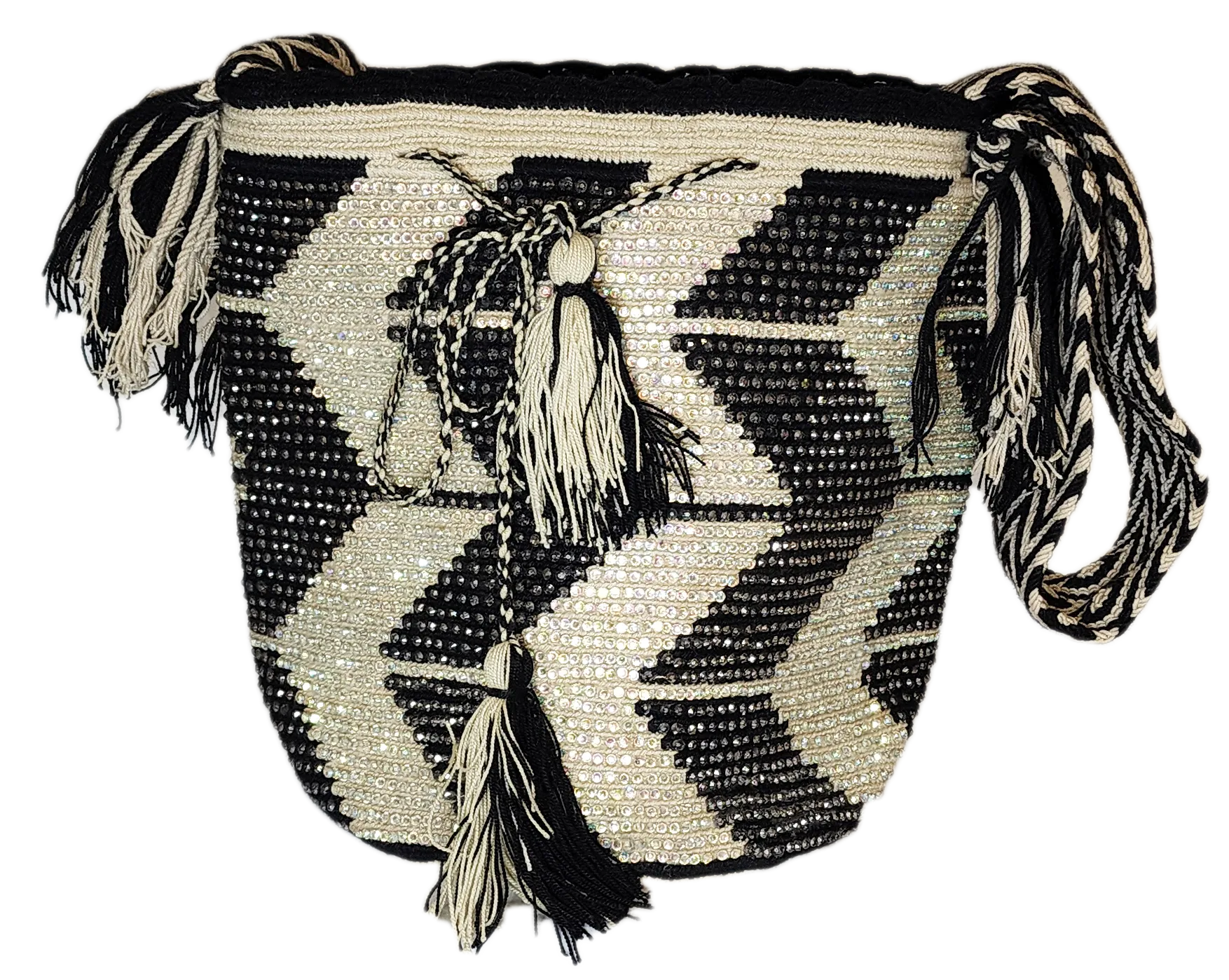 Ximena Handmade Crochet Wayuu Mochila Bag with Crystals